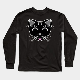 Happy Cat 1 (Black) Long Sleeve T-Shirt